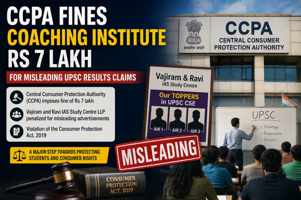 CCPA Fines Coaching Institute Rs 7 Lakh